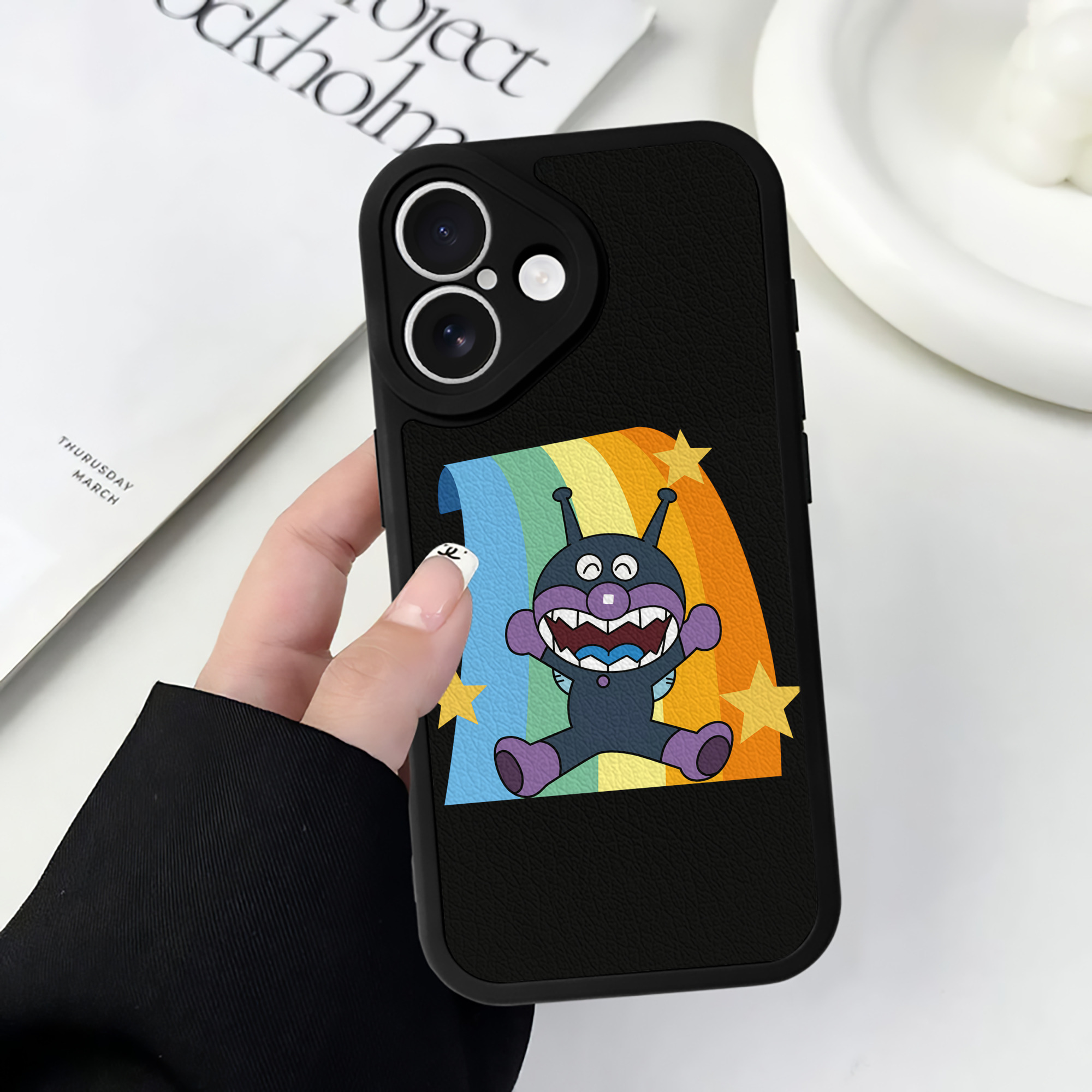 （画像用） アンパンマン Anpanman 【iPhone 16シリーズ対応】シリコンスマホケース（レザー調） 材質：シリコン